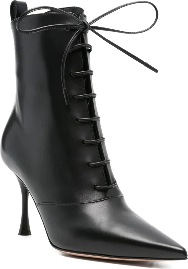 85mm Lace-Up Pointed-Toe Boots - Image 2