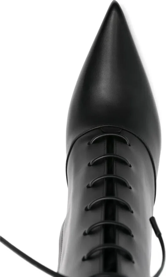 85mm Lace-Up Pointed-Toe Boots - Image 4