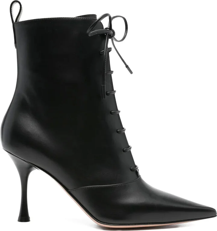 85mm Lace-Up Pointed-Toe Boots