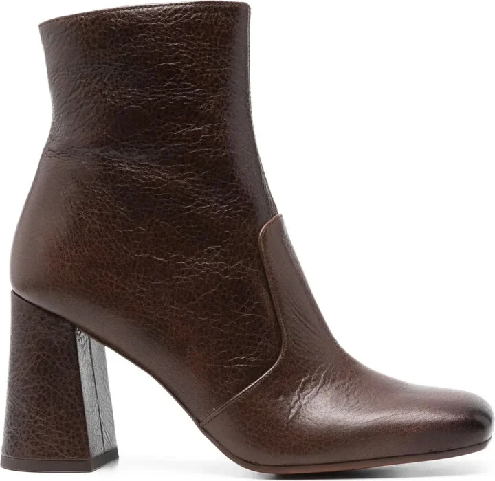 85mm Leather Block-Heel Ankle Boots
