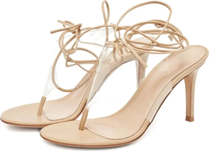 85mm Leather Lace-Up Sandals - Image 3