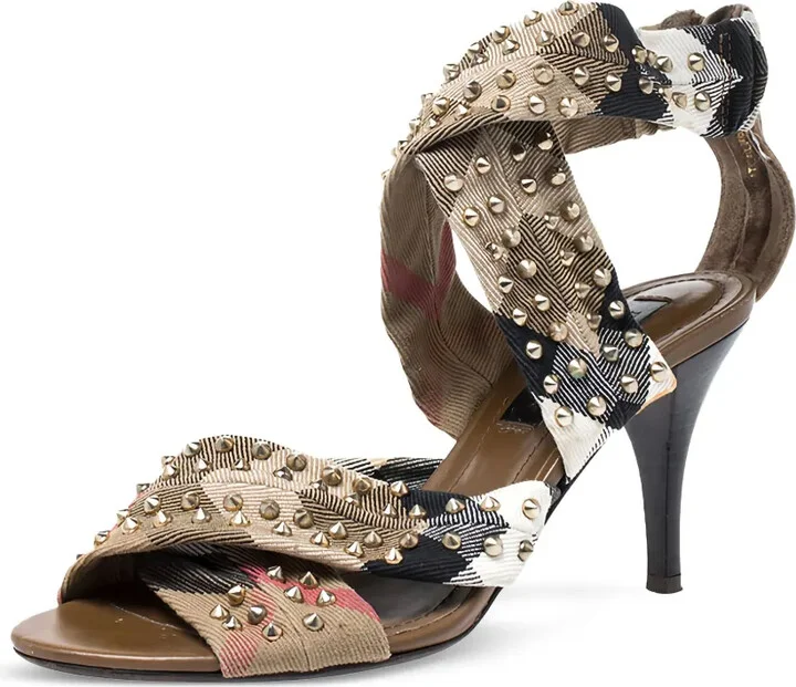 85mm Leather Studded Sandals - Image 2