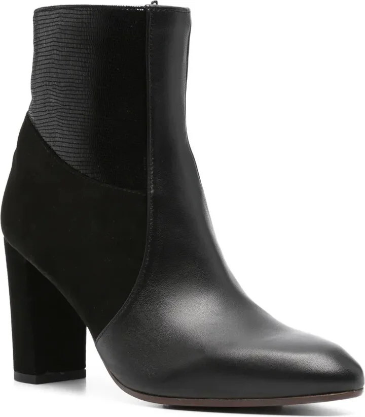 85mm Leather Suede Block-Heel Boots - Image 2