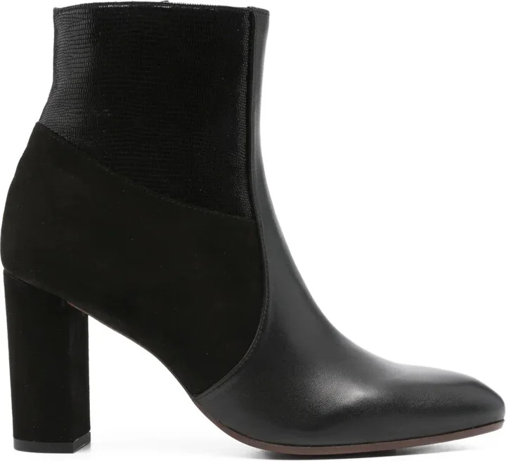 85mm Leather Suede Block-Heel Boots