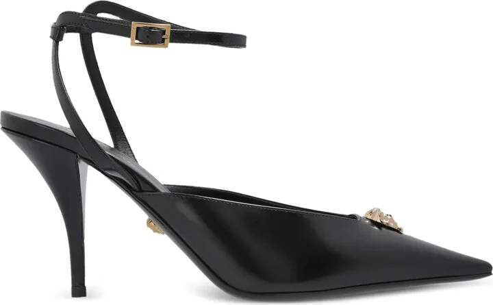 85mm Medusa-Embellished Pointed-Toe Pumps
