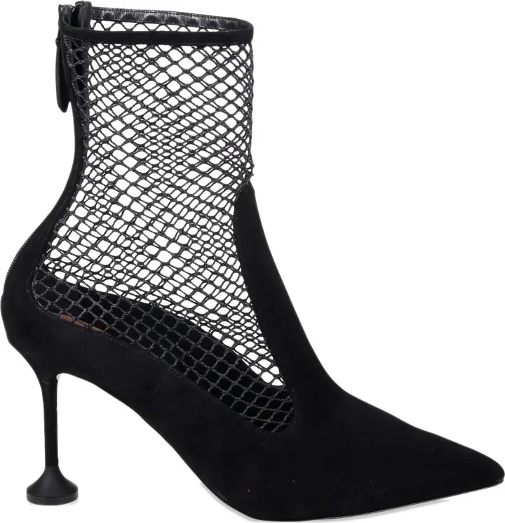 85mm Mesh-Insert Suede Pumps