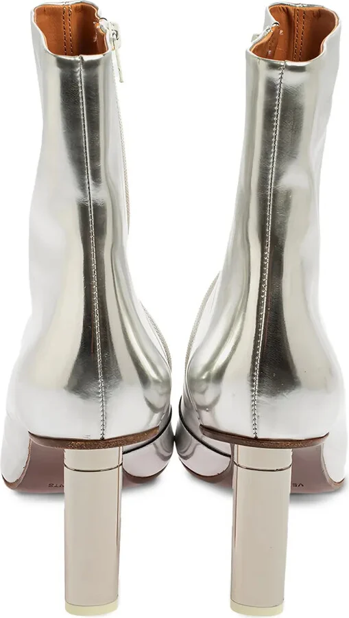 85mm Metallic Leather Ankle Boots - Image 3