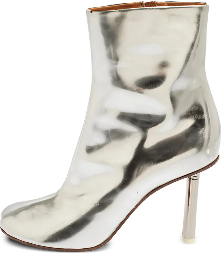 85mm Metallic Leather Ankle Boots