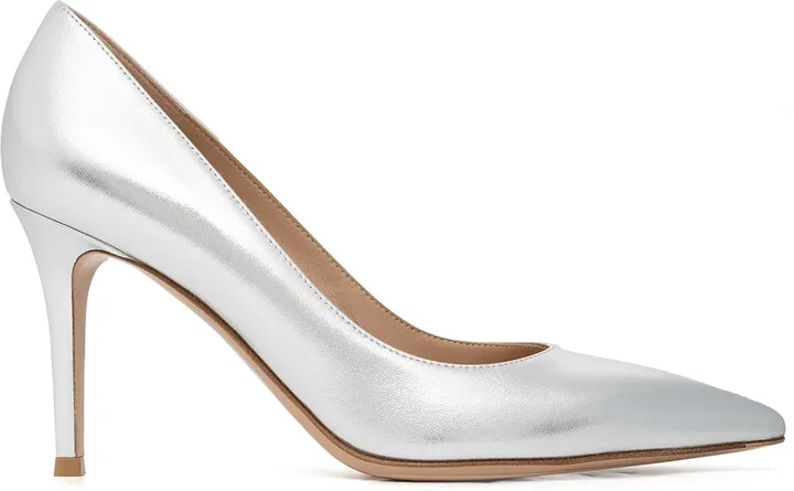 85mm Metallic Leather Pumps