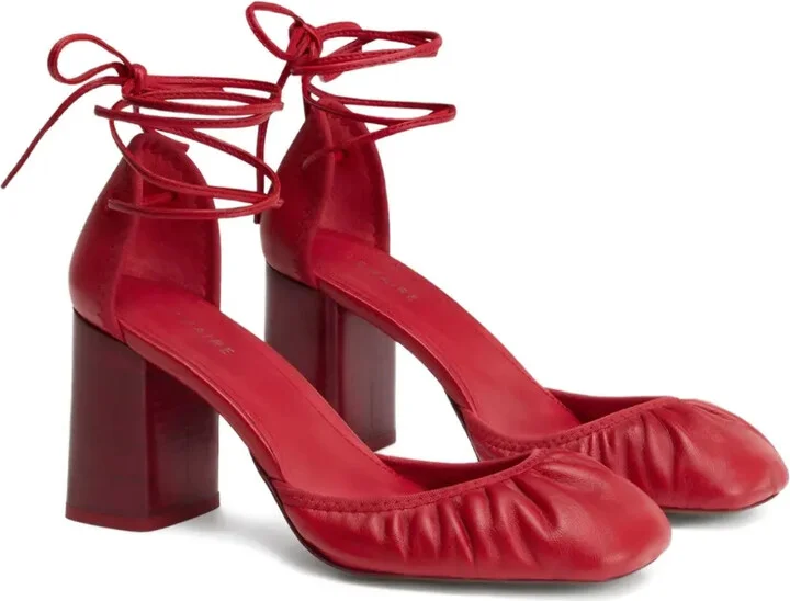 85mm Micro Ballerina 85 gathered-toe lace-up flats - Image 2