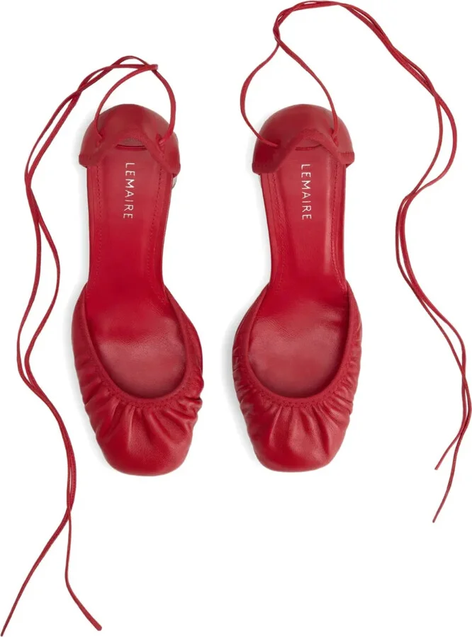 85mm Micro Ballerina 85 gathered-toe lace-up flats - Image 4