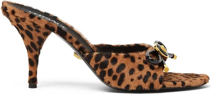 85mm Opera Bow leopard-print mules
