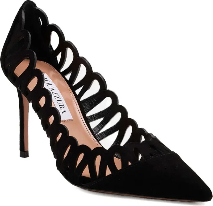 85mm Peep cut-out suede pumps - Image 2