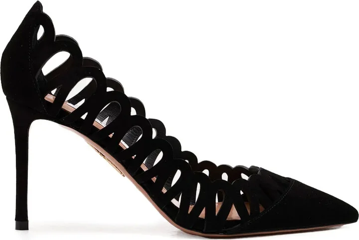 85mm Peep cut-out suede pumps