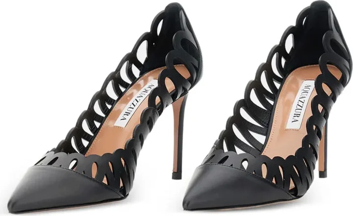 85mm Perforated Leather Pumps - Image 2