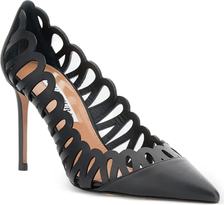 85mm Perforated Leather Pumps - Image 4