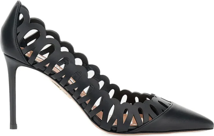 85mm Perforated Leather Pumps