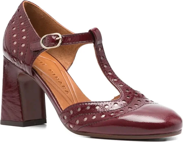 85mm perforated T-bar heeled pumps - Image 2