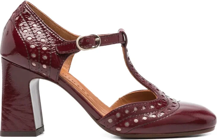 85mm perforated T-bar heeled pumps