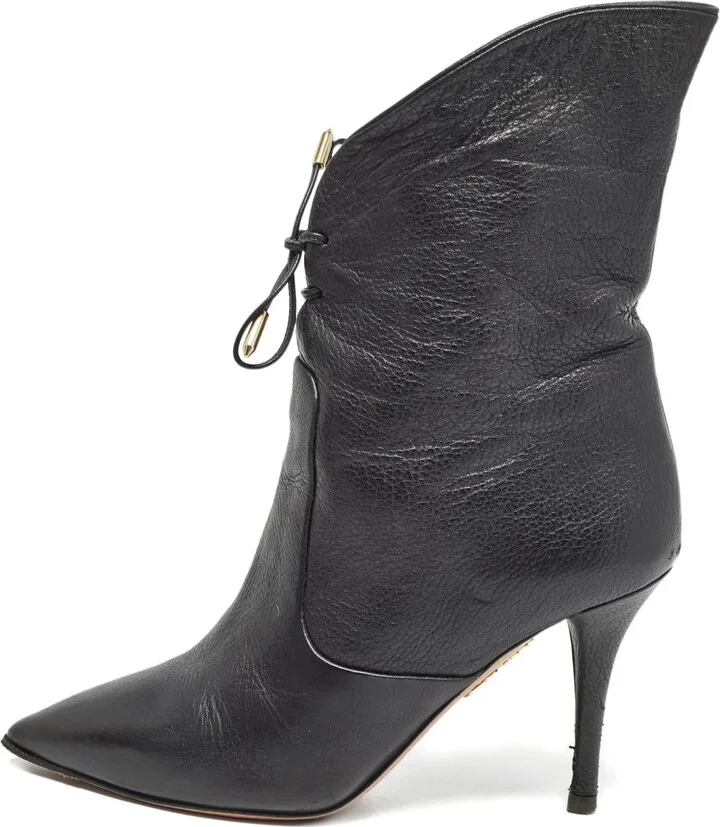 85mm Pointed-Toe Leather Ankle Boots