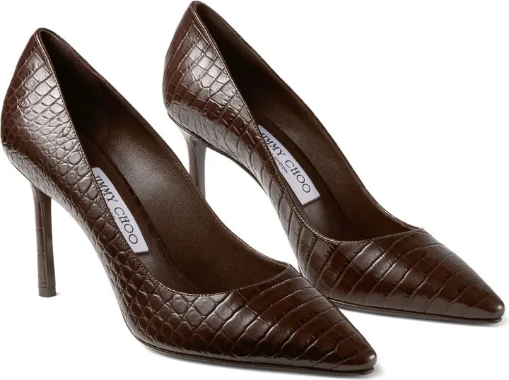85mm Romy crocodile-effect pointed-toe pumps - Image 2