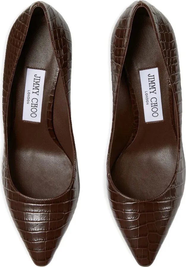 85mm Romy crocodile-effect pointed-toe pumps - Image 4