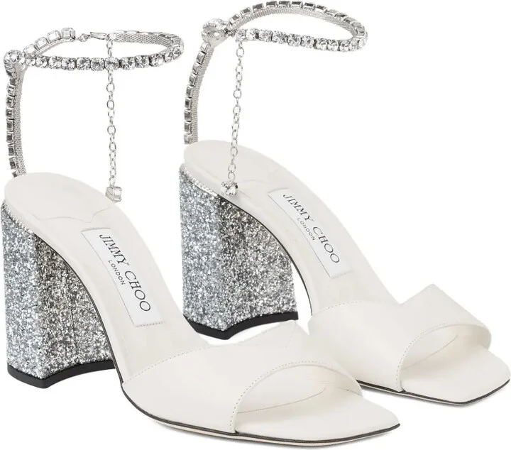 85mm Saeda crystal-embellished glitter-heel sandals - Image 2