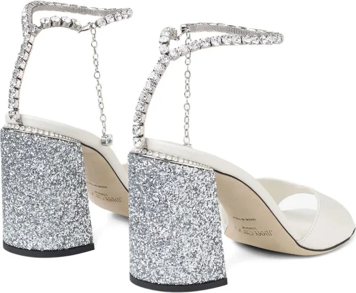 85mm Saeda crystal-embellished glitter-heel sandals - Image 3
