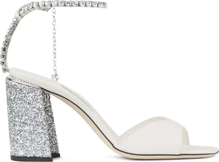 85mm Saeda crystal-embellished glitter-heel sandals
