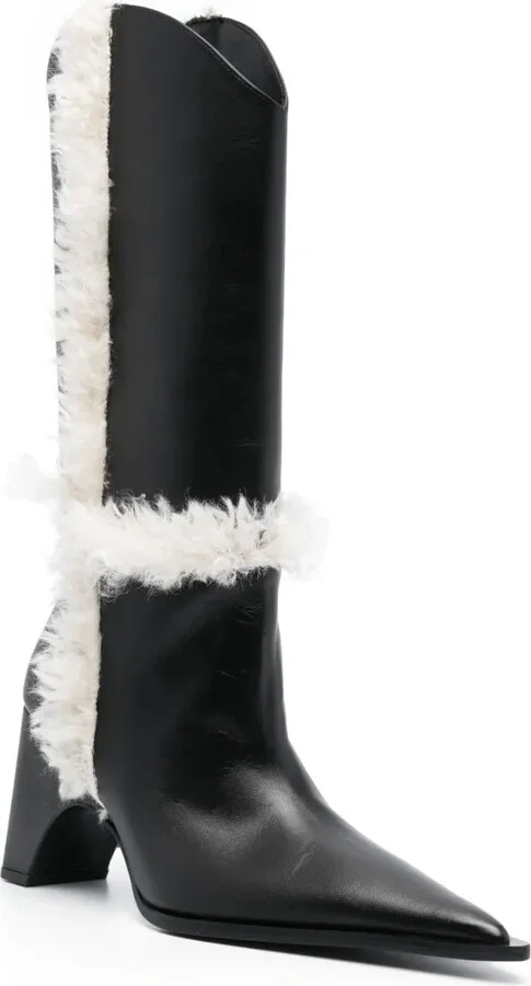 85mm Shearling-Detail Leather Boots - Image 2
