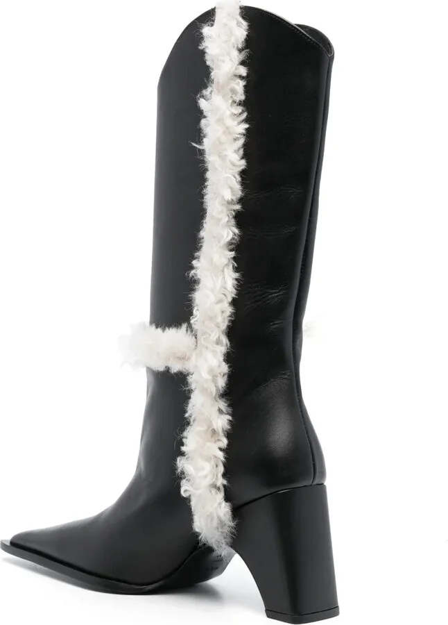 85mm Shearling-Detail Leather Boots - Image 3