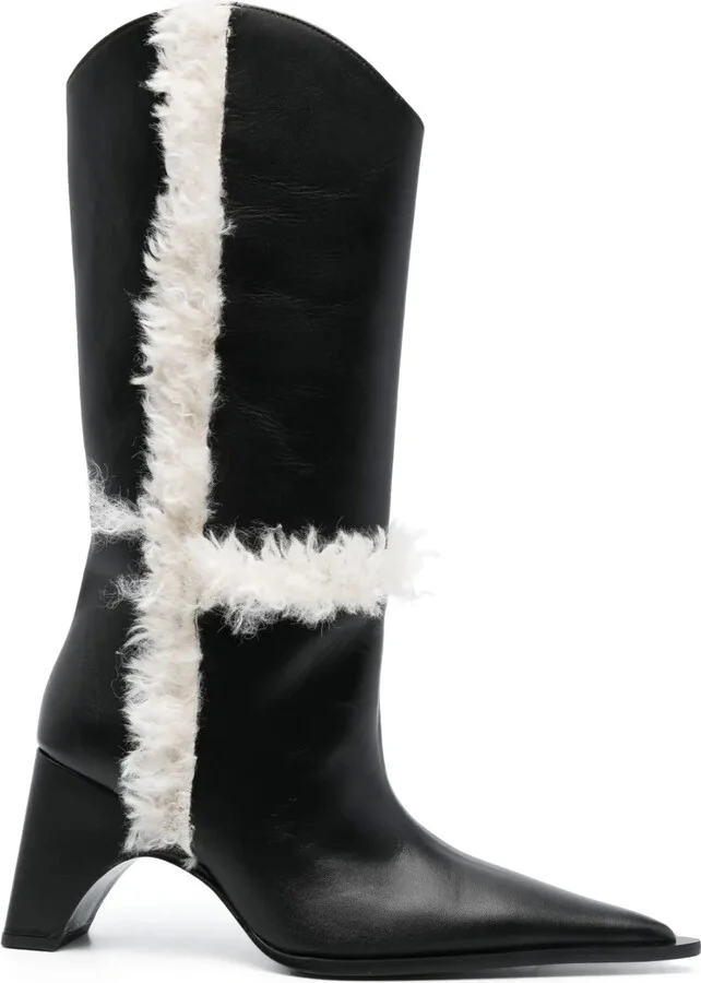 85mm Shearling-Detail Leather Boots
