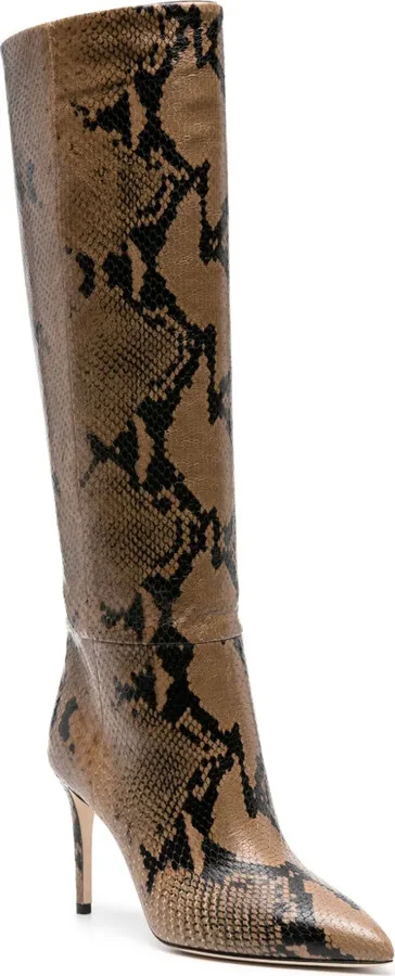 85mm Snakeskin-Effect Leather Boots - Image 2
