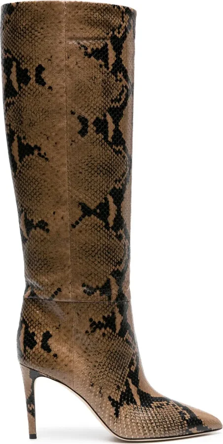 85mm Snakeskin-Effect Leather Boots