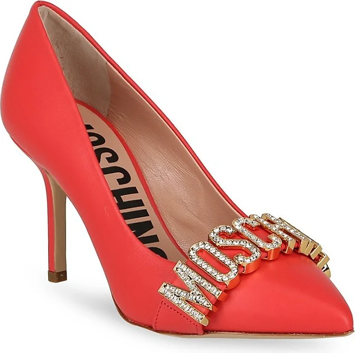 85MM Soft Leather Crystal Logo Pumps - Image 3