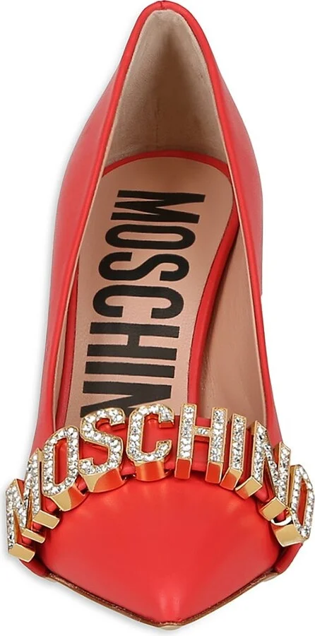 85MM Soft Leather Crystal Logo Pumps - Image 4