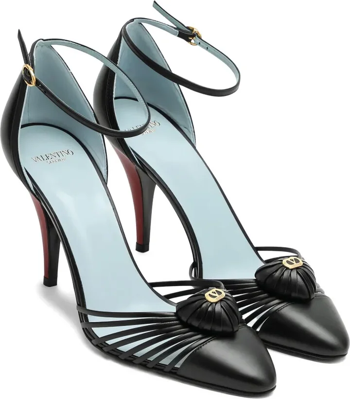 85mm Strapped Heart-Detail Heeled Pumps - Image 2