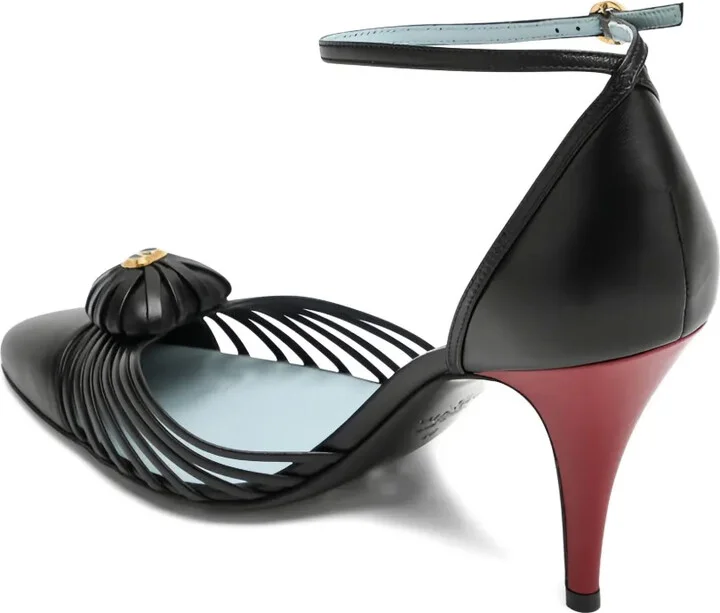 85mm Strapped Heart-Detail Heeled Pumps - Image 5