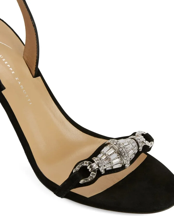 85mm Thais crystal-embellished suede sandals - Image 4