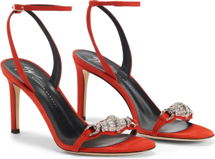 85mm Thais crystal-embellished suede sandals - Image 2