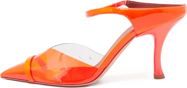 85mm Transparent Panel Pointed-Toe Mules