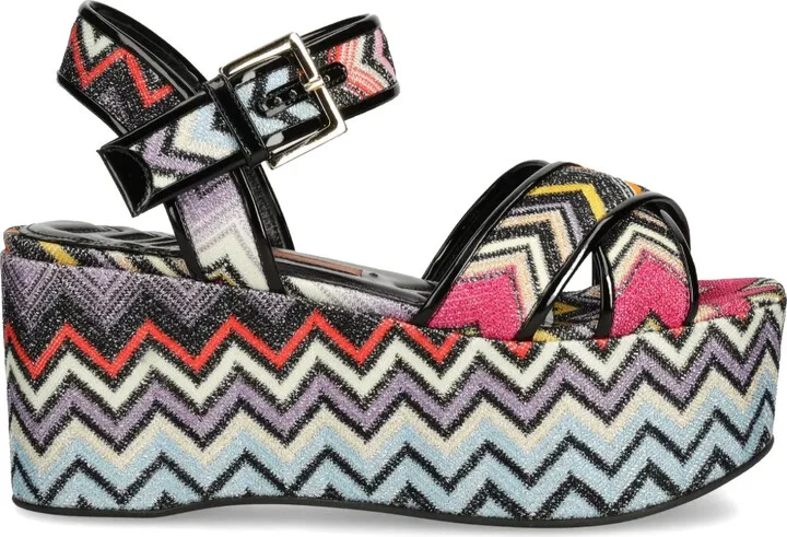 85mm Zigzag-Patterned Platform Sandals