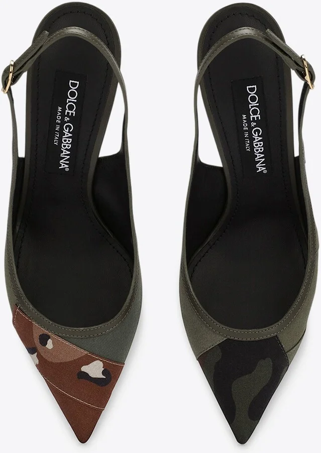 90 Camouflage Patchwork Slingback Pumps - Image 3
