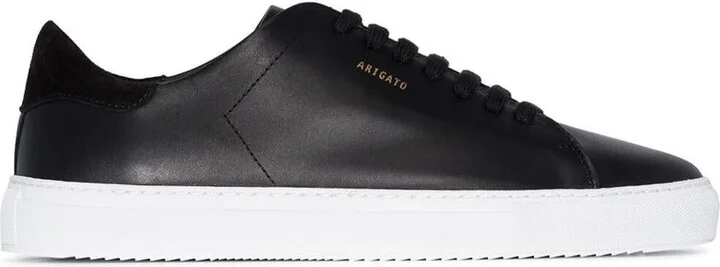 '90 Clean' Black Low Top Sneakers With Logo Lettering On The Side In Leather Man