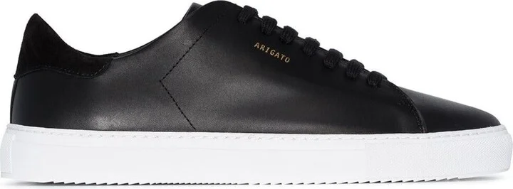'90 Clean' Black Low Top Sneakers With Logo Lettering On The Side In Leather Man