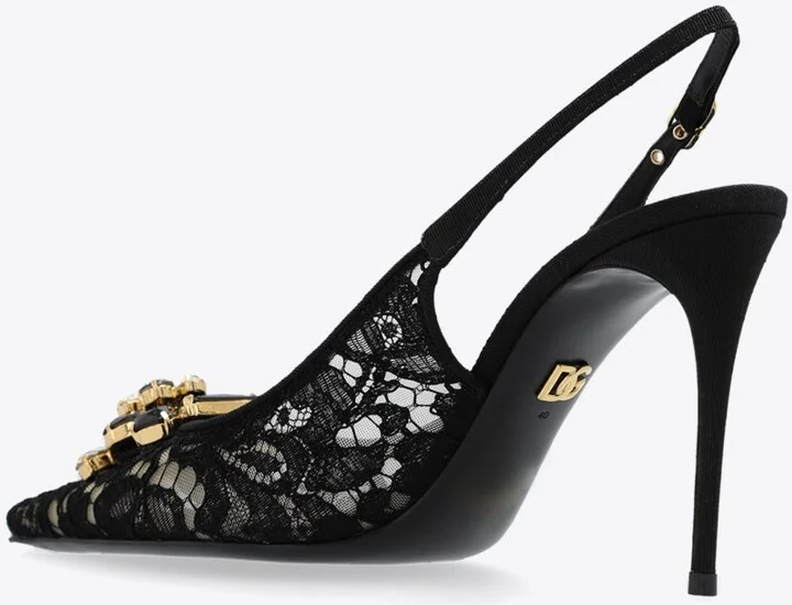 90 Lurex Lace Slingback Pumps - Image 2