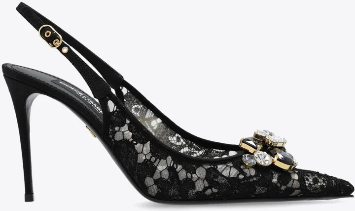 90 Lurex Lace Slingback Pumps