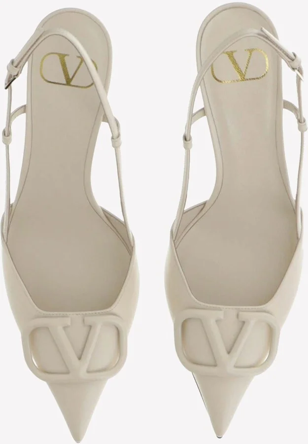 90 Vlogo Leather Slingback Pumps - Image 3