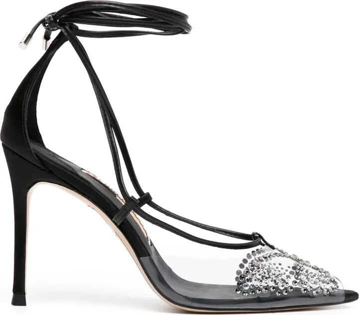 90mm Aria crystal-embellished pumps