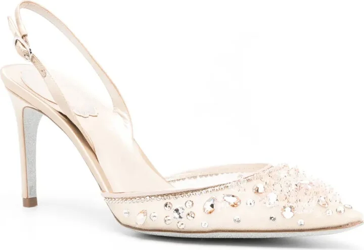 90mm Bead-Embellished Slingback Pumps - Image 2